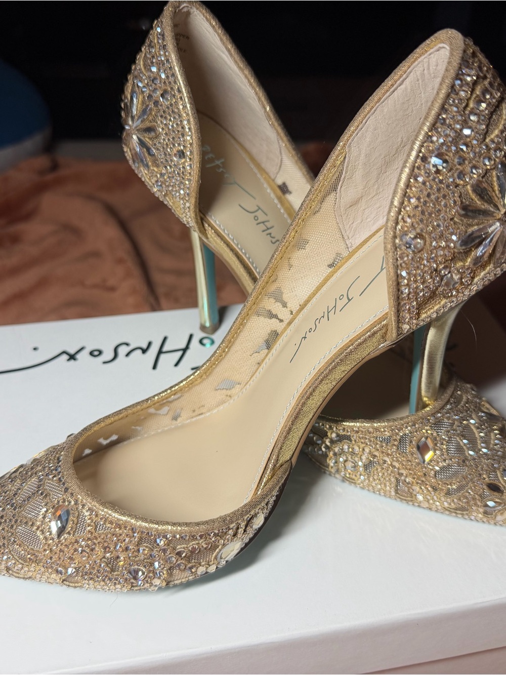 Betsey Johnson Gold Crystal Embellished SB-CHIC Heels